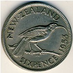 Новая Зеландия, 6 пенсов (1953–1957 г.)