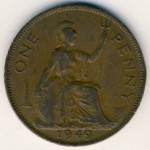 Great Britain, 1 penny, 1949–1952