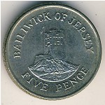 Jersey, 5 pence, 1990–1997