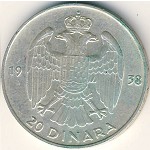 Yugoslavia, 20 dinara, 1938