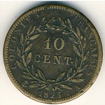 Французские колонии, 10 сентим (1825–1829 г.)