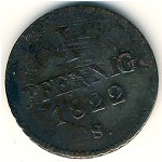 Саксония, 1 пфенниг (1811–1825 г.)