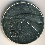 Norway, 20 kroner, 2000