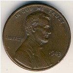 США, 1 цент (1983–2008 г.)