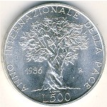 Italy, 500 lire, 1986