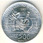 Италия, 500 лир (1989 г.)