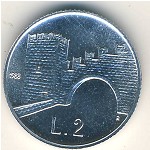 San Marino, 2 lire, 1988