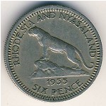 Rhodesia and Nyasaland, 6 pence, 1955–1963