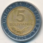 Bolivia, 5 bolivianos, 2001–2004