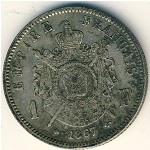 Франция, 1 франк (1866–1870 г.)