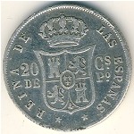 Philippines, 20 centimos, 1864–1868