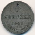 Austria, 6 kreuzer, 1848