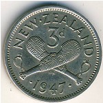 New Zealand, 3 pence, 1947