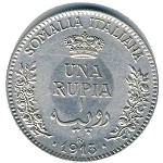 Italian Somaliland, 1 rupia, 1910–1921