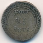 Mauritius, 25 sou, 1822