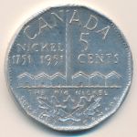 Канада., 5 центов (1951 г.)