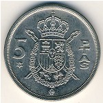 Spain, 5 pesetas, 1975
