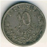 Mexico, 10 centavos, 1870–1897