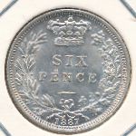 Great Britain, 6 pence, 1880–1887