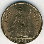 Великобритания, 1 пенни (1953 г.)