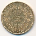 Франция, 10 франков (1861–1869 г.)