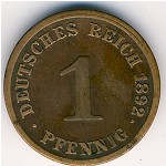 Germany, 1 pfennig, 1890–1916