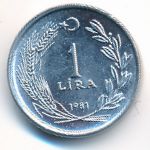 Turkey, 1 lira, 1981