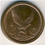 South Africa, 2 cents, 1990–1995