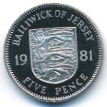 Jersey, 5 pence, 1981