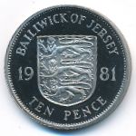Jersey, 10 pence, 1981