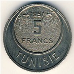 Tunis, 5 francs, 1954–1957