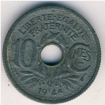 France, 10 centimes, 1945