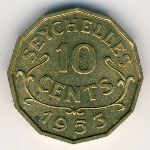 Сейшелы, 10 центов (1953–1974 г.)