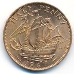 Great Britain, 1/2 penny, 1954–1970