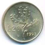 Italy, 20 lire, 1968–2001