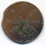 Швеция, 1 скиллинг (1825 г.)