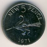 Гернси, 5 новых пенсов (1968–1971 г.)
