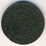 Spain, 10 centimos, 1854–1864