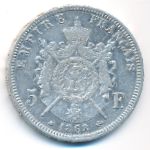 Франция, 5 франков (1868 г.)