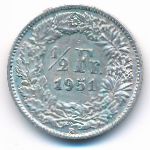 Швейцария, 1/2 франка (1951 г.)
