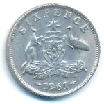 Австралия, 6 пенсов (1961 г.)
