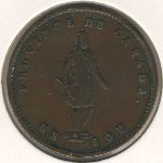 Квебек, 1 соу - 1/2 пенни (1852 г.)