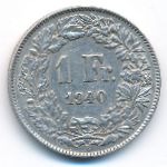 Switzerland, 1 франк (1940 г.)