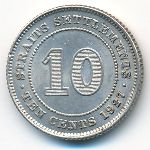 Straits Settlements, 10 центов (1927 г.)