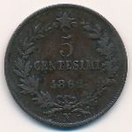 Италия, 5 чентезимо (1862 г.)