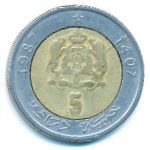 Morocco, 5 дирхамов (1987 г.)