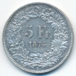 Швейцария, 5 франков (1874 г.)