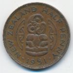 Новая Зеландия, 1/2 пенни (1951 г.)