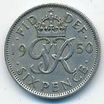 Великобритания, 6 пенсов (1950 г.)