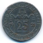 Кобленц., 25 пфеннигов (1921 г.)